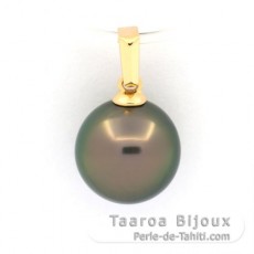 Pendentif en Or 18K et 1 Perle de Tahiti Semi-Ronde B 10.1 mm