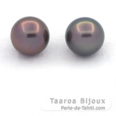 Lot de 2 Perles de Tahiti Rondes C 10.4 et 10.5 mm