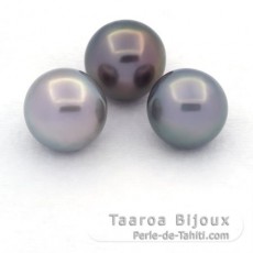 Lot de 3 Perles de Tahiti Semi-Rondes C de 12 à 12.3 mm