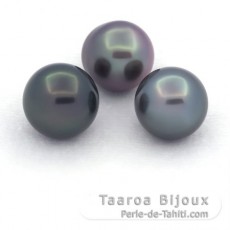 Lot de 3 Perles de Tahiti Semi-Baroques C de 11 à 11.3 mm