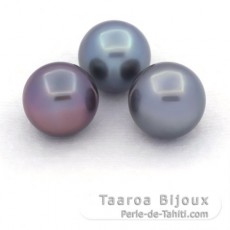 Lot de 3 Perles de Tahiti Semi-Baroques C de 11 à 11.4 mm