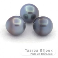 Lot de 3 Perles de Tahiti Semi-Baroques B de 10.8 à 10.9 mm