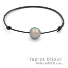 Bracelet en Cuir et 1 Perle de Tahiti Semi-Baroque A 11.1 mm