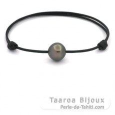 Bracelet en Cuir et 1 Perle de Tahiti Semi-Baroque C 11.7 mm