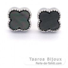 Boucles d'oreilles en Nacre de Tahiti et Argent .925 Rhodi