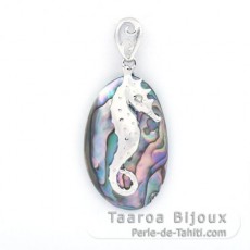 Pendentif Hypocampe en Abalone et Argent .925 Rhodi