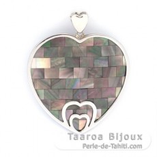 Pendentif en Nacre de Tahiti, Nacre blanche et Argent rhodi .925