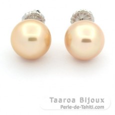 Boucles d'oreilles en Argent et 2 Perles d'Australie Semi-Baroques C 11.3 mm