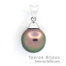 Pendentif en Argent et 1 Perle de Tahiti Semi-Baroque B 10.8 mm