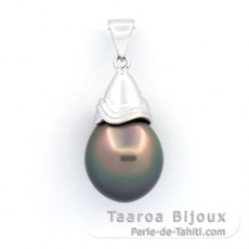 Pendentif en Argent et 1 Perle de Tahiti Semi-Baroque B 11.8 mm