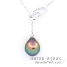 Collier en Argent et 1 Perle de Tahiti Semi-Baroque B+ 9.9 mm