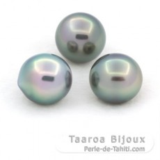 Lot de 3 Perles de Tahiti Semi-Baroques C de 9.6 à 9.9 mm
