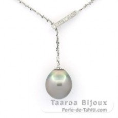 Collier en Argent et 1 Perle de Tahiti Semi-Baroque C 13.5 mm