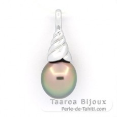 Pendentif en Argent et 1 Perle de Tahiti Semi-Baroque C 9.8 mm