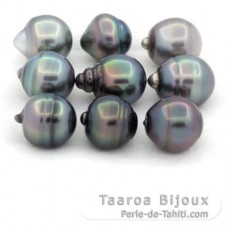 Lot de 9 Perles de Tahiti Cerclées C de 11 à 11.4 mm