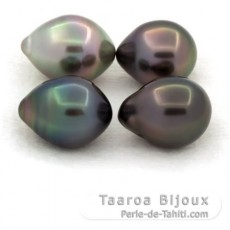 Lot de 4 Perles de Tahiti Semi-Baroques BC de 9.6 à 9.9 mm