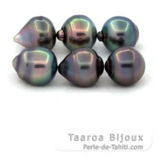 Lot de 6 Perles de Tahiti Cerclées C de 10.5 à 10.9 mm