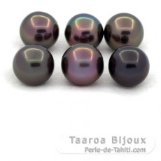 Lot de 6 Perles de Tahiti Rondes et Semi-Rondes C de 9.1 à 9.4 mm
