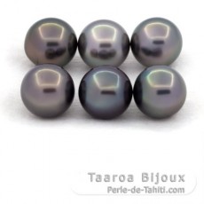Lot de 6 Perles de Tahiti Rondes et Semi-Rondes C de 8.7 à 8.9 mm