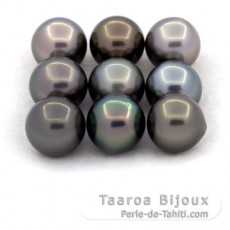 Lot de 9 Perles de Tahiti Rondes et Semi-Rondes C de 8.6 à 8.9 mm