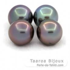 Lot de 4 Perles de Tahiti Rondes C de 10.6 à 10.7 mm