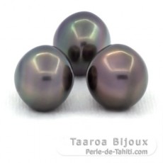 Lot de 3 Perles de Tahiti Semi-Baroques C de 13.7 à 13.9 mm