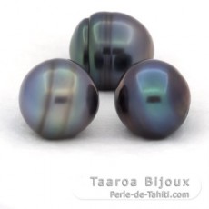 Lot de 3 Perles de Tahiti Cerclées C de 12.2 à 12.4 mm