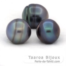 Lot de 3 Perles de Tahiti Cercles C de 12.2  12.4 mm