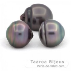 Lot de 3 Perles de Tahiti Cercles B de 11  11.3 mm