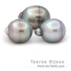 Lot de 3 Perles de Tahiti Cerclées B/C de 12.1 à 12.2 mm