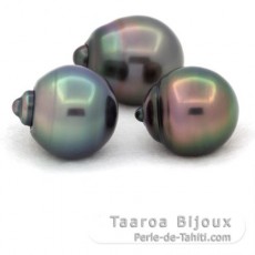 Lot de 3 Perles de Tahiti Cerclées B de 11.5 à 11.9 mm