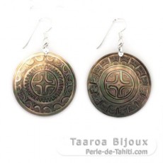 Boucles d'oreilles en Nacre de Tahiti et Argent .925 Rhodi