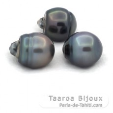 Lot de 3 Perles de Tahiti Cerclées C de 12.6 à 12.7 mm