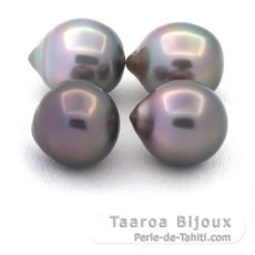 Lot de 4 Perles de Tahiti Semi-Baroques B de 10 à 10.1 mm