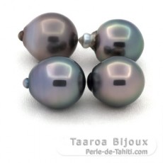 Lot de 4 Perles de Tahiti Semi-Baroques B de 10.5 à 10.9 mm
