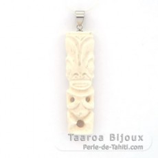 Pendentif Tiki en Os et Argent