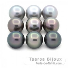 Lot de 9 Perles de Tahiti Rondes C de 11.5  11.9 mm