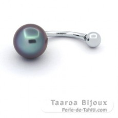 Piercing en Argent et 1 Perle de Tahiti Semi-Baroque B 8.9 mm