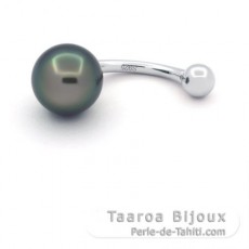 Piercing en Argent et 1 Perle de Tahiti Semi-Baroque C 8.6 mm
