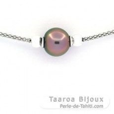 Bracelet en Argent et 1 Perle de Tahiti Semi-Baroque A 11 mm