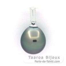 Pendentif en Argent et 1 Perle de Tahiti Semi-Baroque A/B 9.3 mm