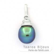 Pendentif en Argent et 1 Perle de Tahiti Semi-Baroque B+ 9.1 mm