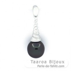 Pendentif en Argent et 1 Perle de Tahiti Semi-Baroque C 8.7 mm