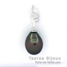 Pendentif en Argent et 1 Perle de Tahiti Semi-Baroque B 11 mm