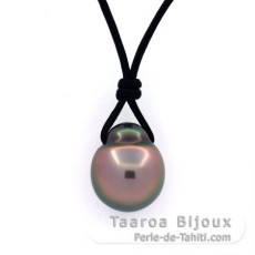 Collier en Cuir et 1 Perle de Tahiti Semi-Baroque B 11.6 mm