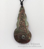 Pendentif en nacre et 1 Perle de Tahiti Ronde C 7.7 mm