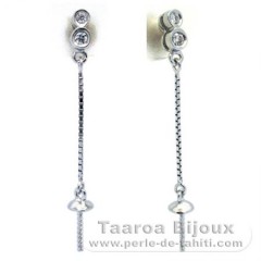 Boucles d'oreilles pour perles de 7.5 à 10 mm - Argent .925 Rhodié