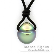 Collier en Cuir et 1 Perle de Tahiti Cercle B 11.3 mm