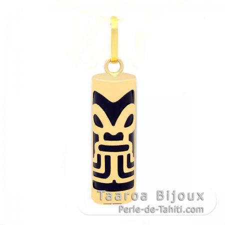 Pendentif en Or 18K et Agate Noire - 17 mm - Abondance
