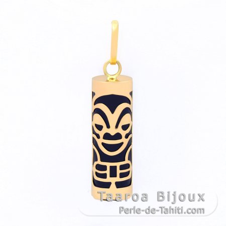 Pendentif en Or 18K et Agate Noire - 17 mm - Sant